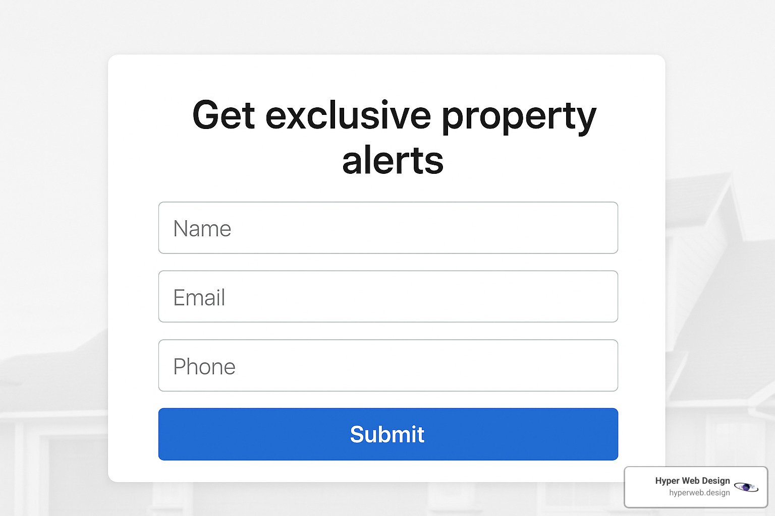 Screenshot of effective lead capture form with clear value proposition and minimal fields - website design for realtors