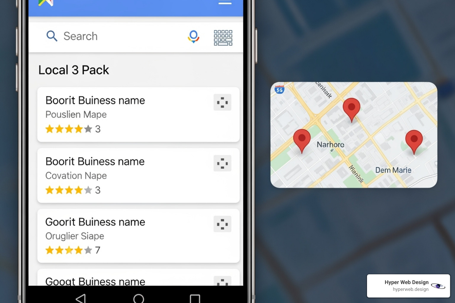 A Google Maps search result showing a local business in the 3-pack - search engine optimization service in texas