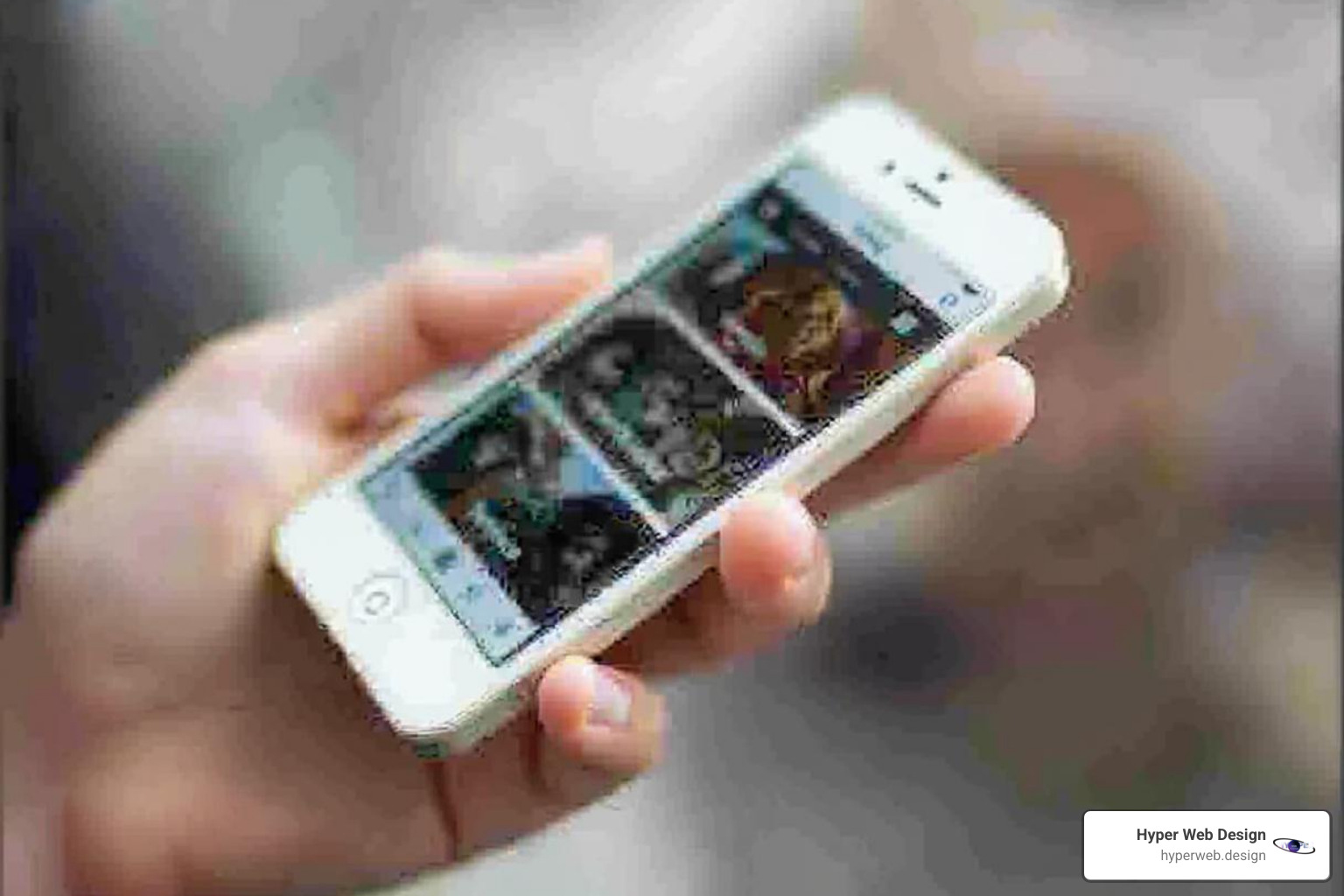 A website showcasing large, readable fonts and optimized images on a smartphone screen - mobile friendly site design