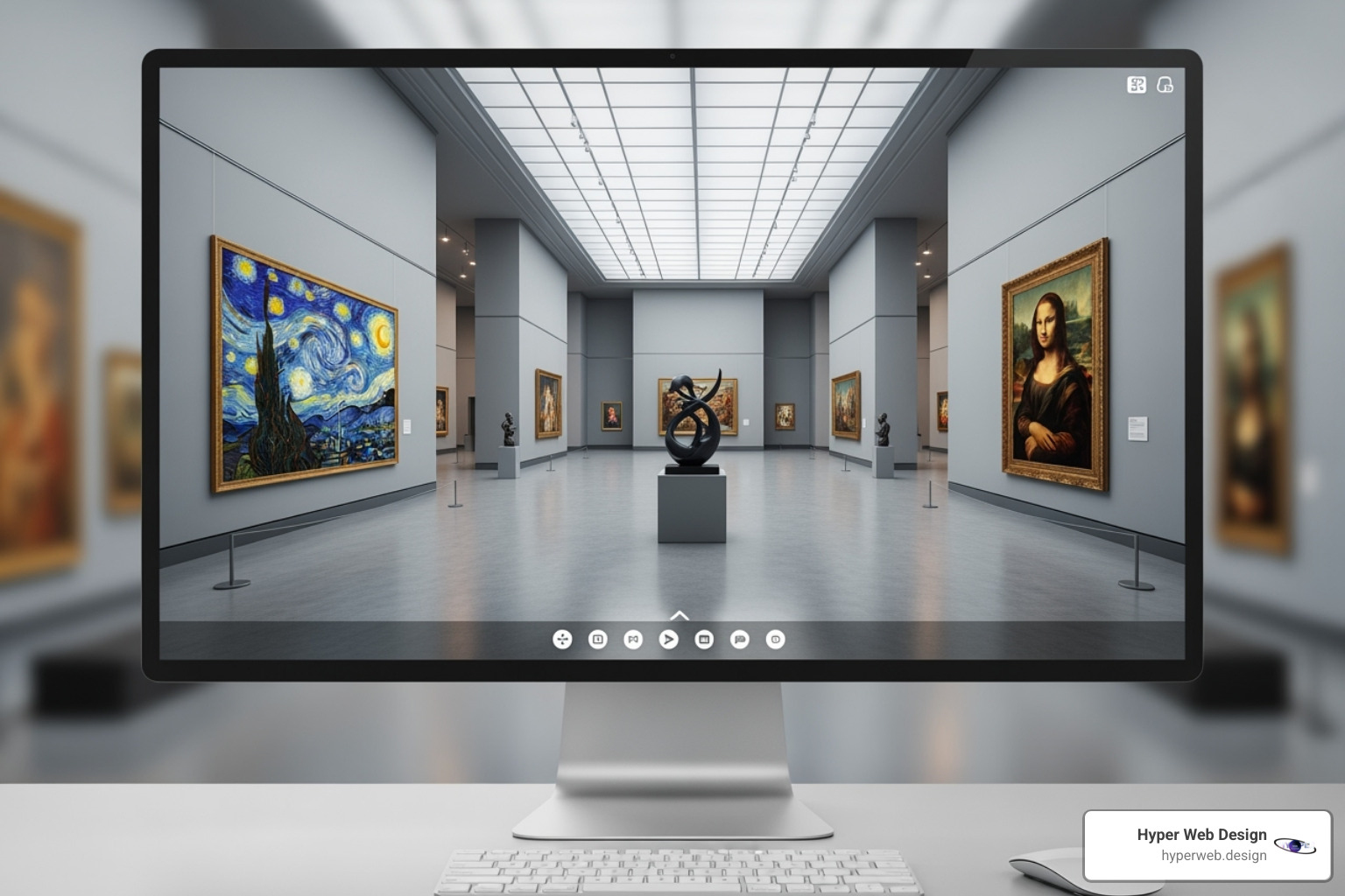 virtual gallery tour on a desktop screen - art gallery web design virtual gallery tour on a desktop screen - art gallery web design