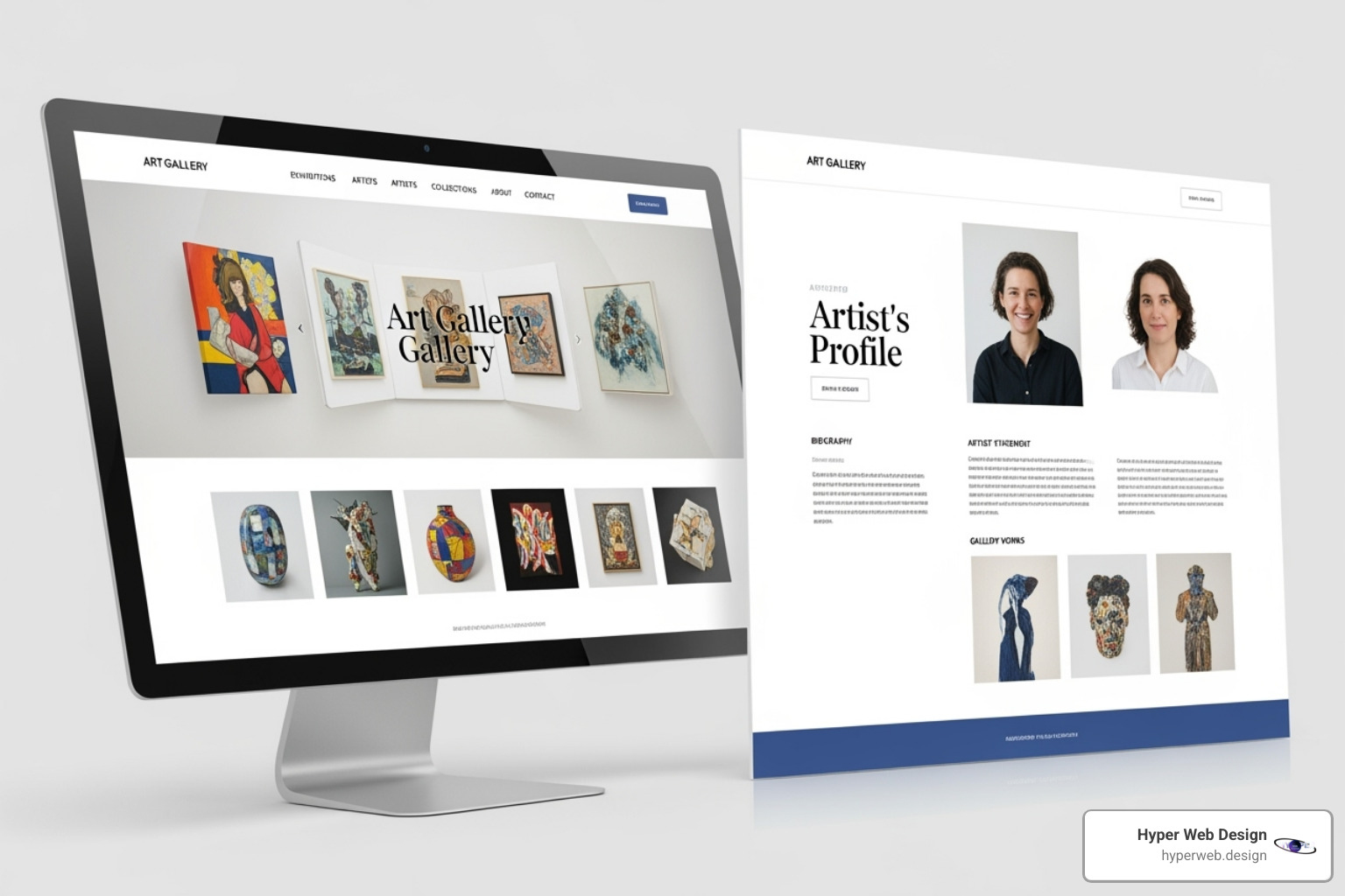 website showing consistent branding across its homepage and artist pages - art gallery web design website showing consistent branding across its homepage and artist pages - art gallery web design