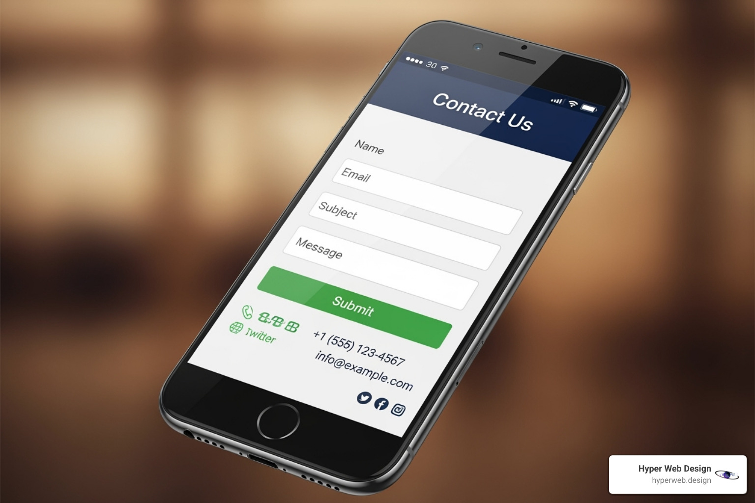 Contact Us page on a sleek mobile phone - cheap web design houston Contact Us page on a sleek mobile phone - cheap web design houston