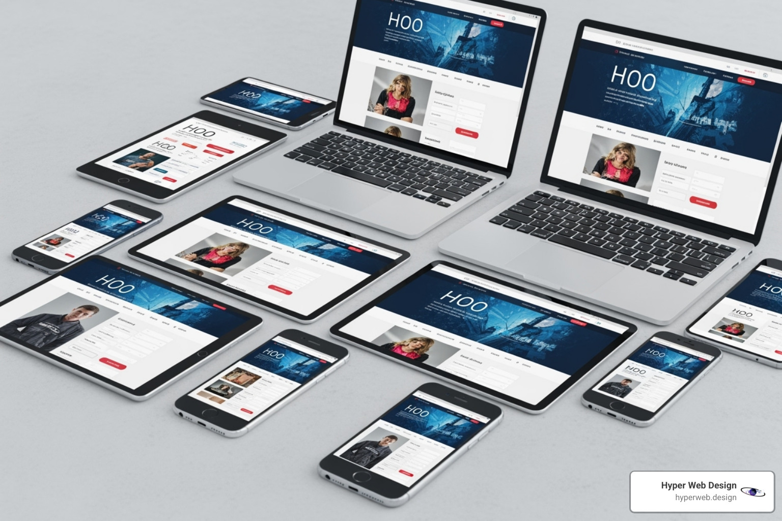 A website displayed across various device mockups, illustrating cross-device testing - mobile friendly site design