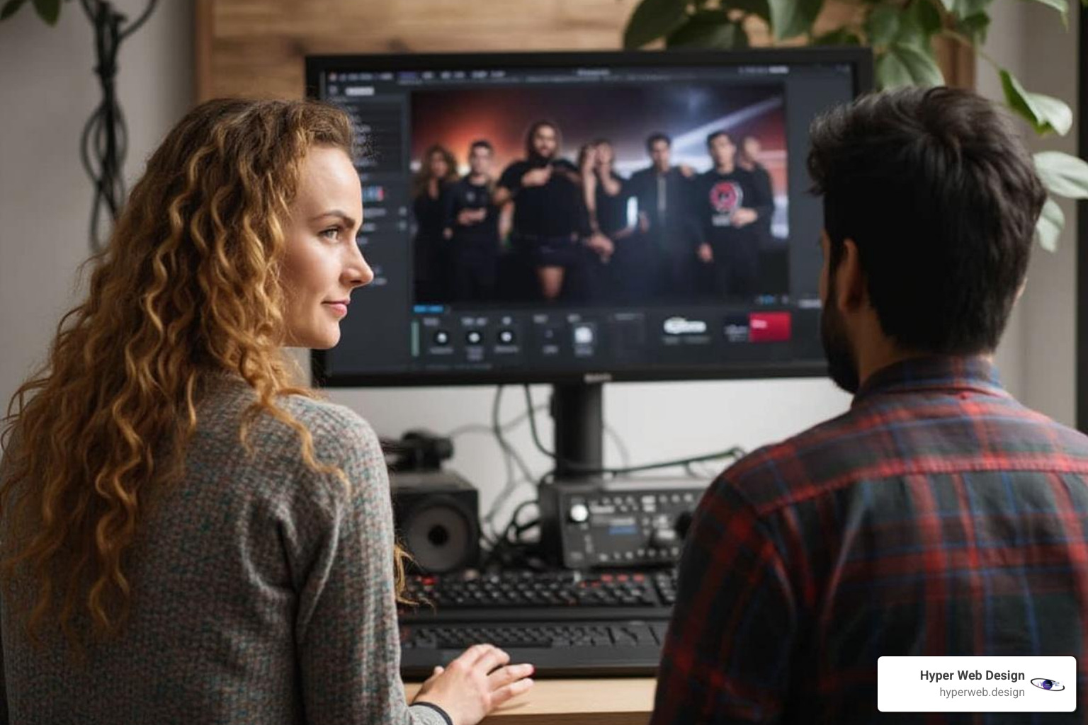 client and an agency project manager reviewing a storyboard on a tablet - multimedia production services client and an agency project manager reviewing a storyboard on a tablet - multimedia production services