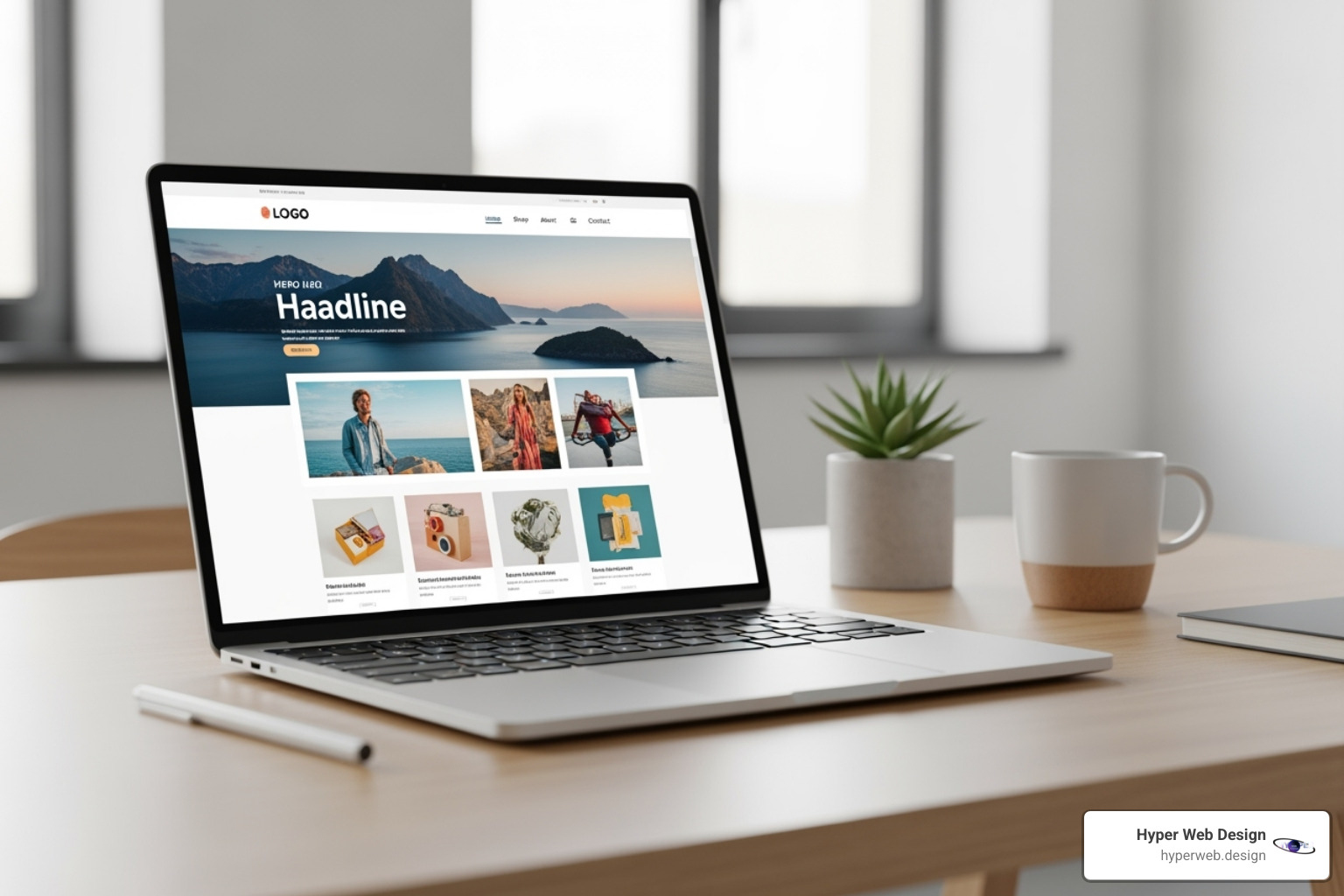 a sleek, modern website on a laptop screen - web designer in houston