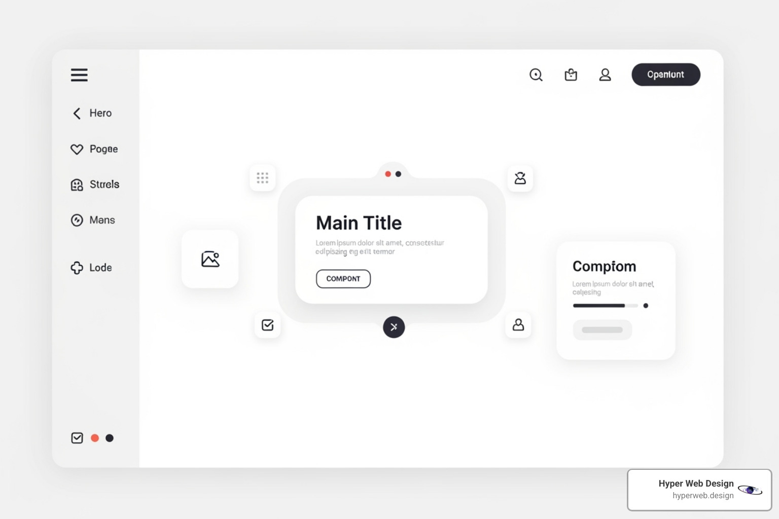 Illustration of a clean, minimalist user interface with clear visual hierarchy guiding the user's eye - high performance website design
