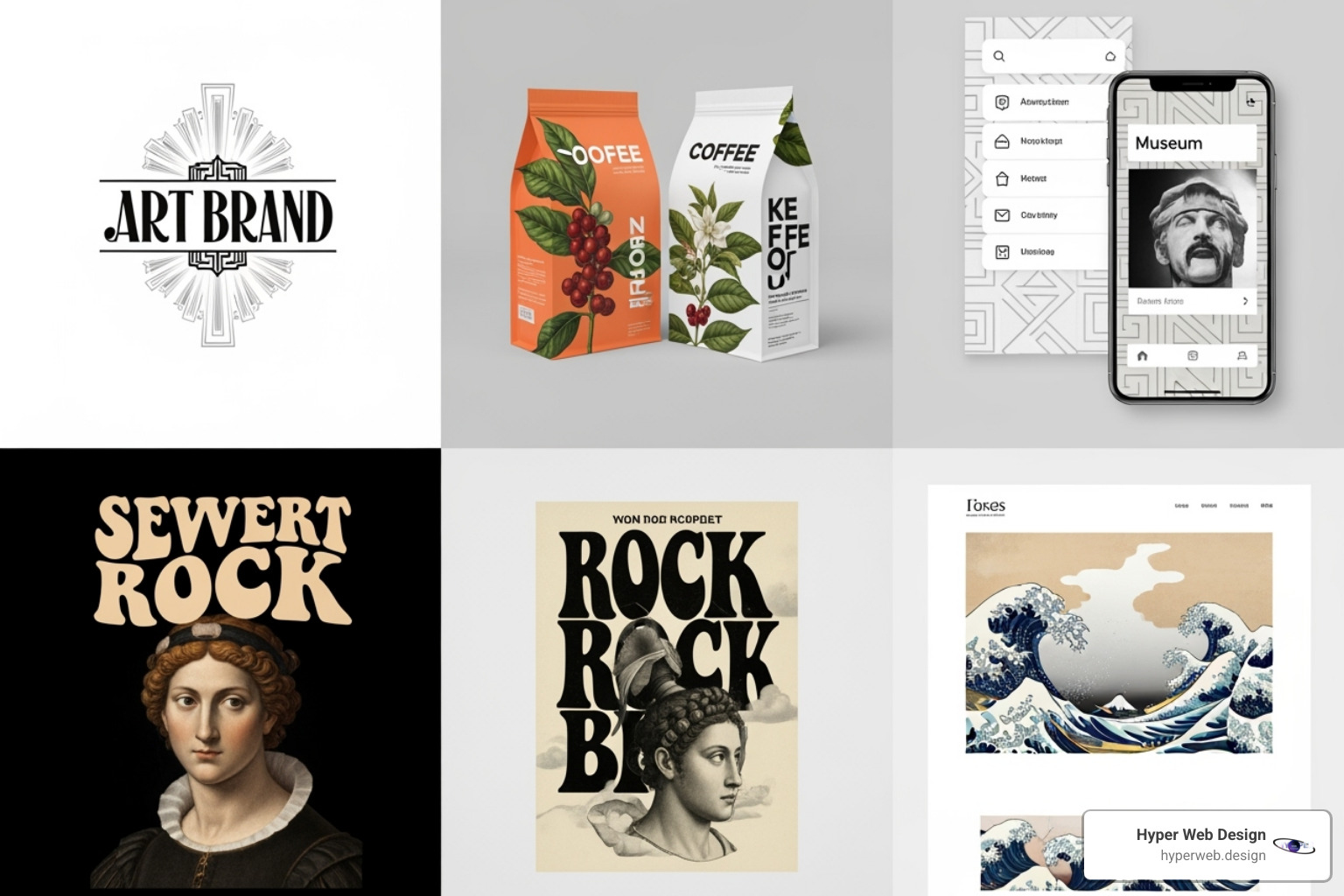 collage of heritage-inspired modern designs - high end graphic design