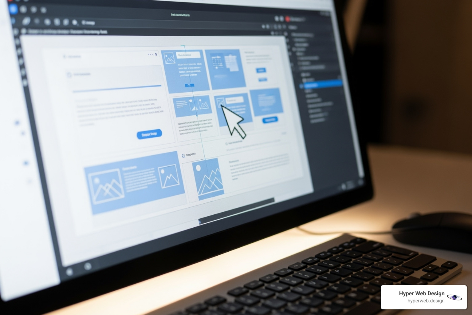 Hyper Web Design's dashboard and project interface showing various web design elements and project management tools - visual web design software
