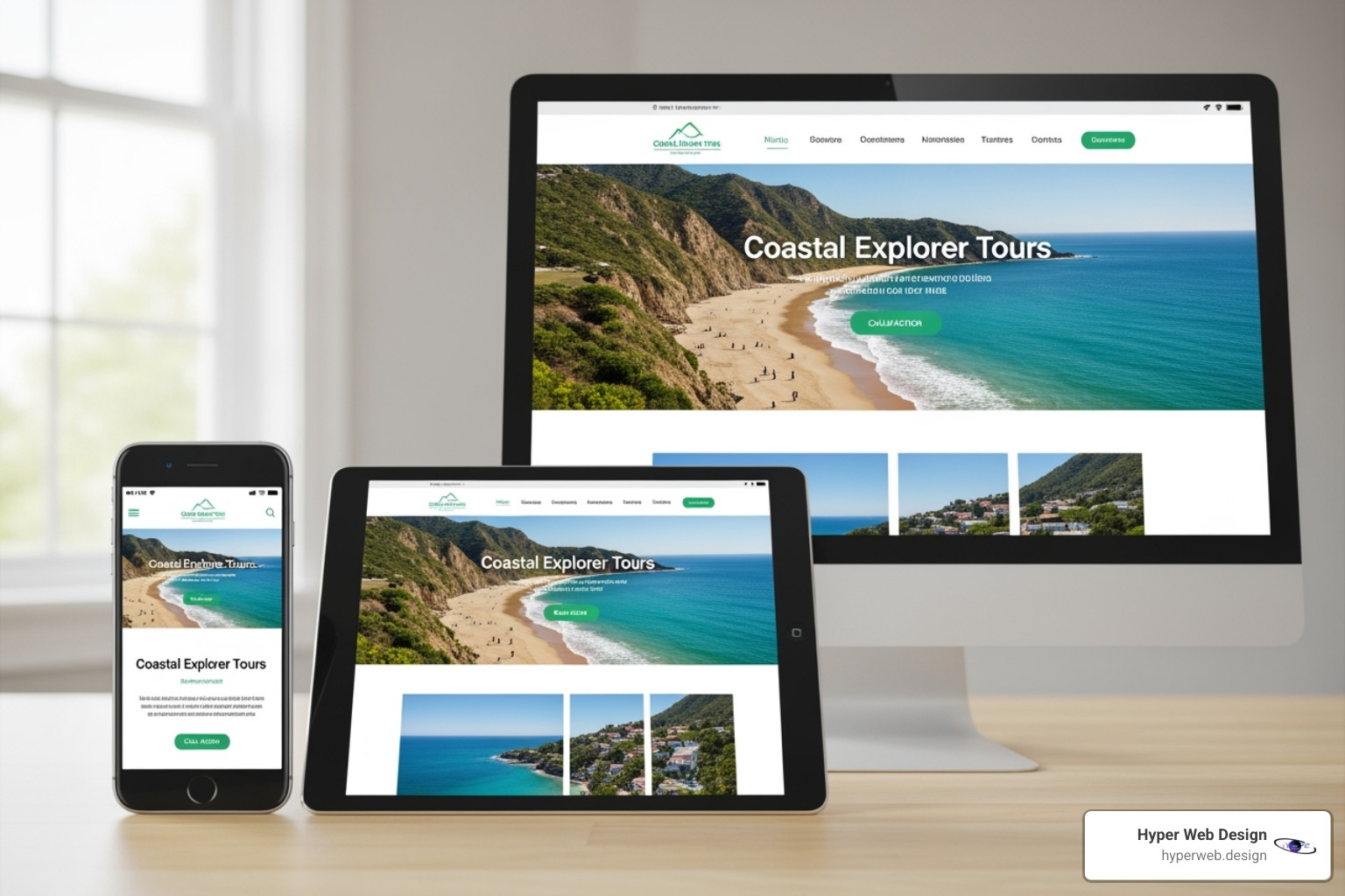 A responsive website design displayed across a phone, tablet, and desktop, illustrating seamless adaptation to different screen sizes - luxury car dealership websites