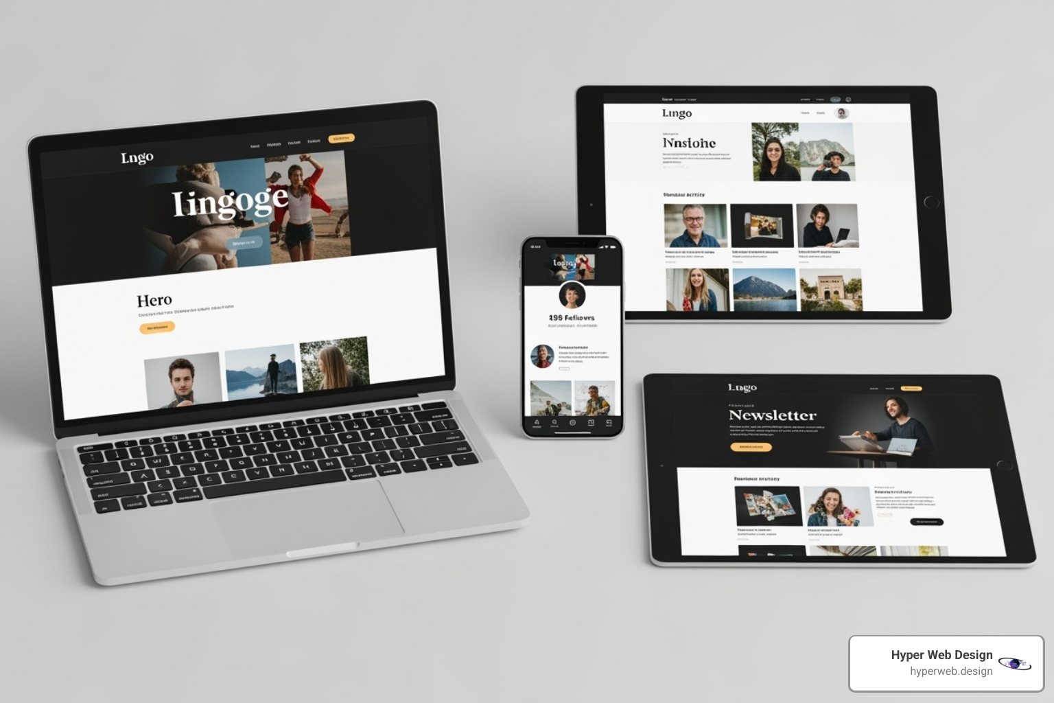 A brand's consistent visual style across their website, social media profile, and email newsletter - branding and web design A brand's consistent visual style across their website, social media profile, and email newsletter - branding and web design