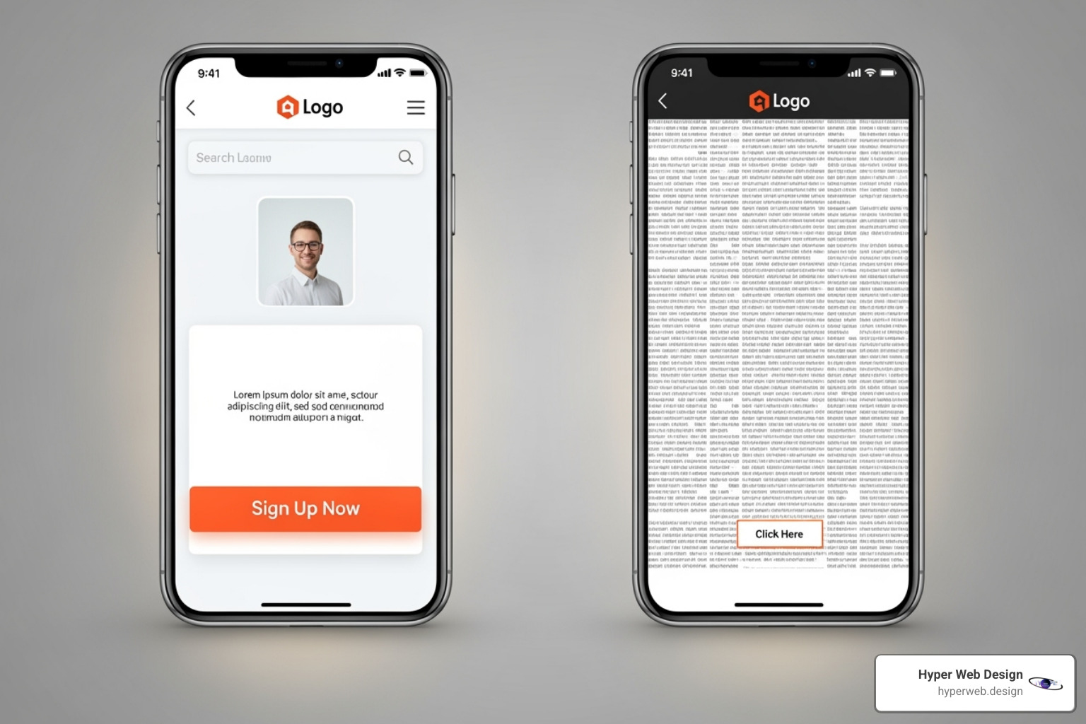 Good vs bad mobile CTA - mobile friendly web design