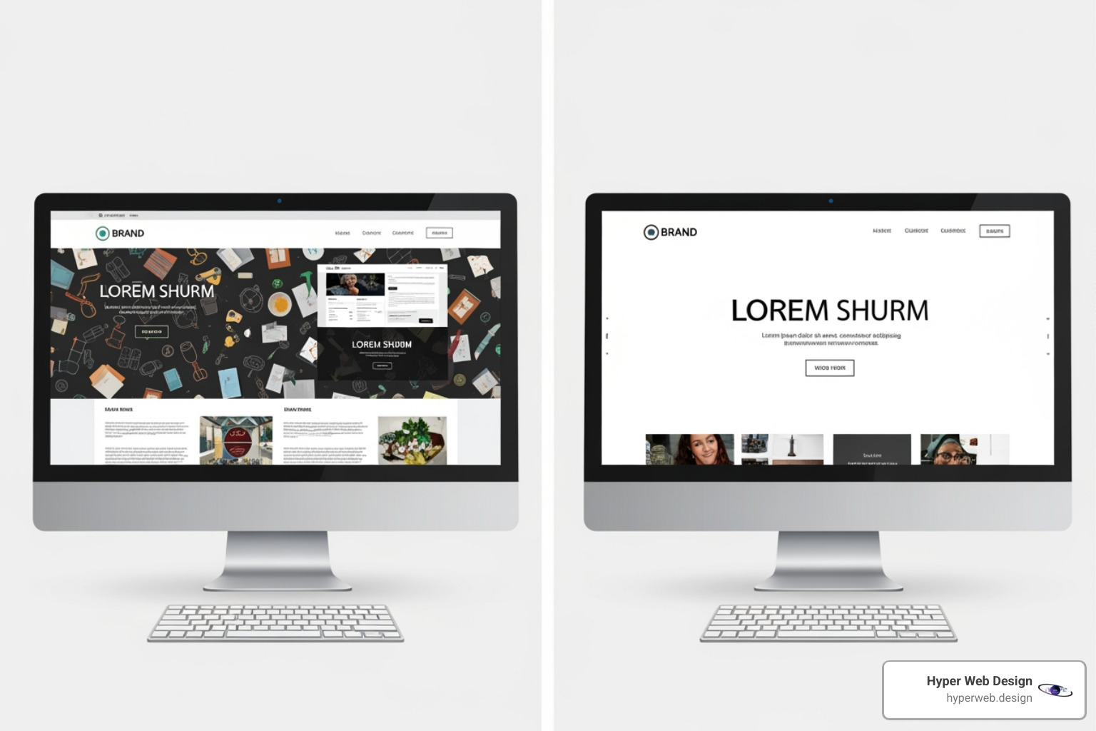 comparing a cluttered, ineffective landing page with a clean, conversion-focused design - landing page optimisation services comparing a cluttered, ineffective landing page with a clean, conversion-focused design - landing page optimisation services
