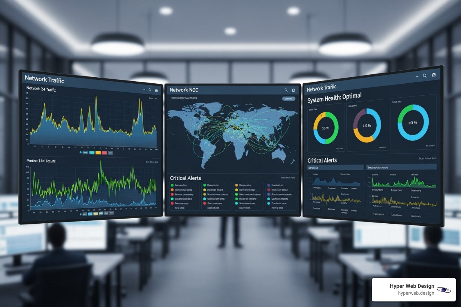 of a network operations center (NOC) dashboard. of a network operations center (NOC) dashboard.