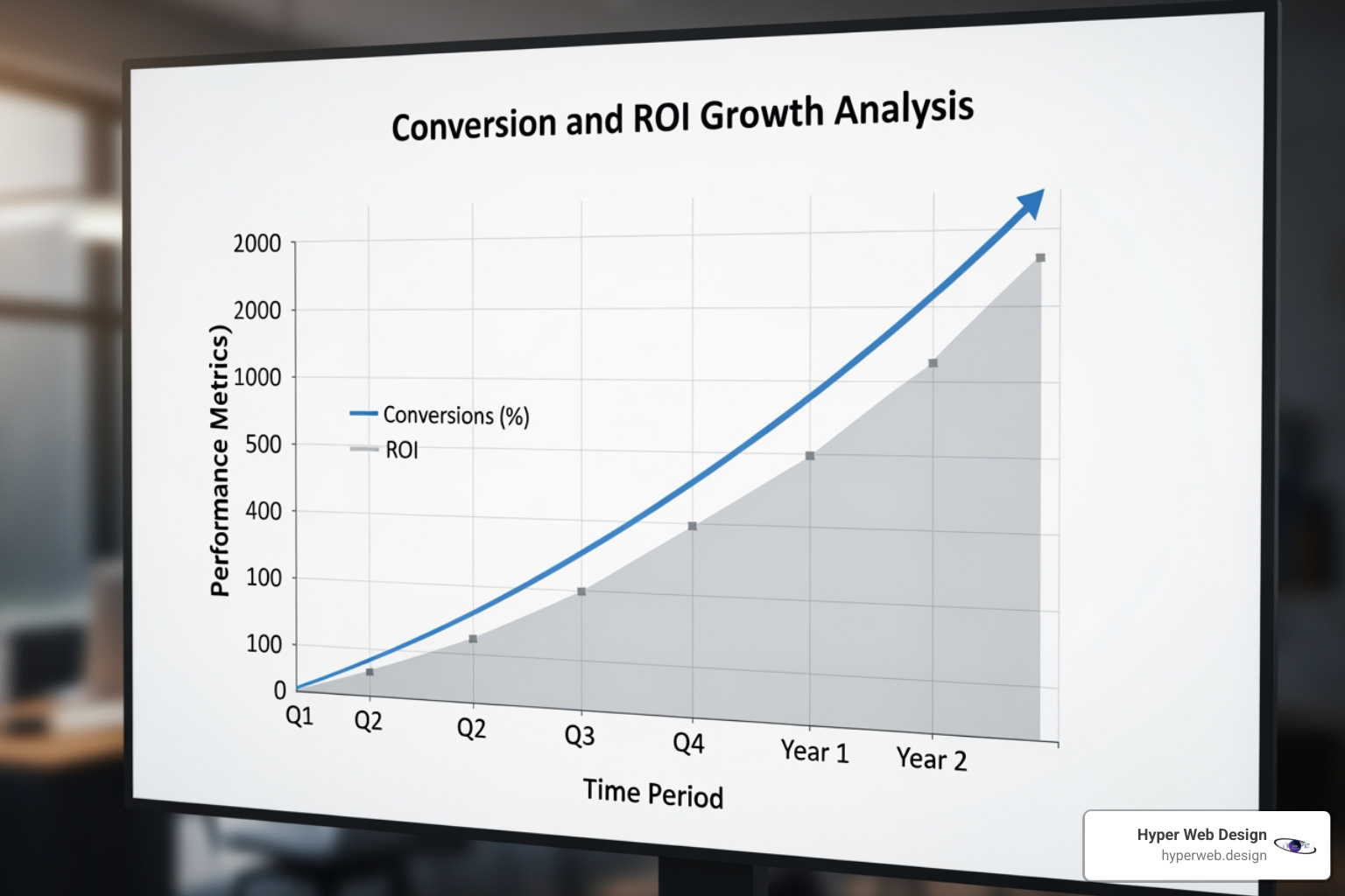 graph showing a sharp increase in conversions and ROI - landing page optimisation services graph showing a sharp increase in conversions and ROI - landing page optimisation services